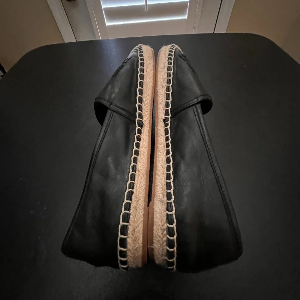 Tory Burch size 6.5 black leather espadrille